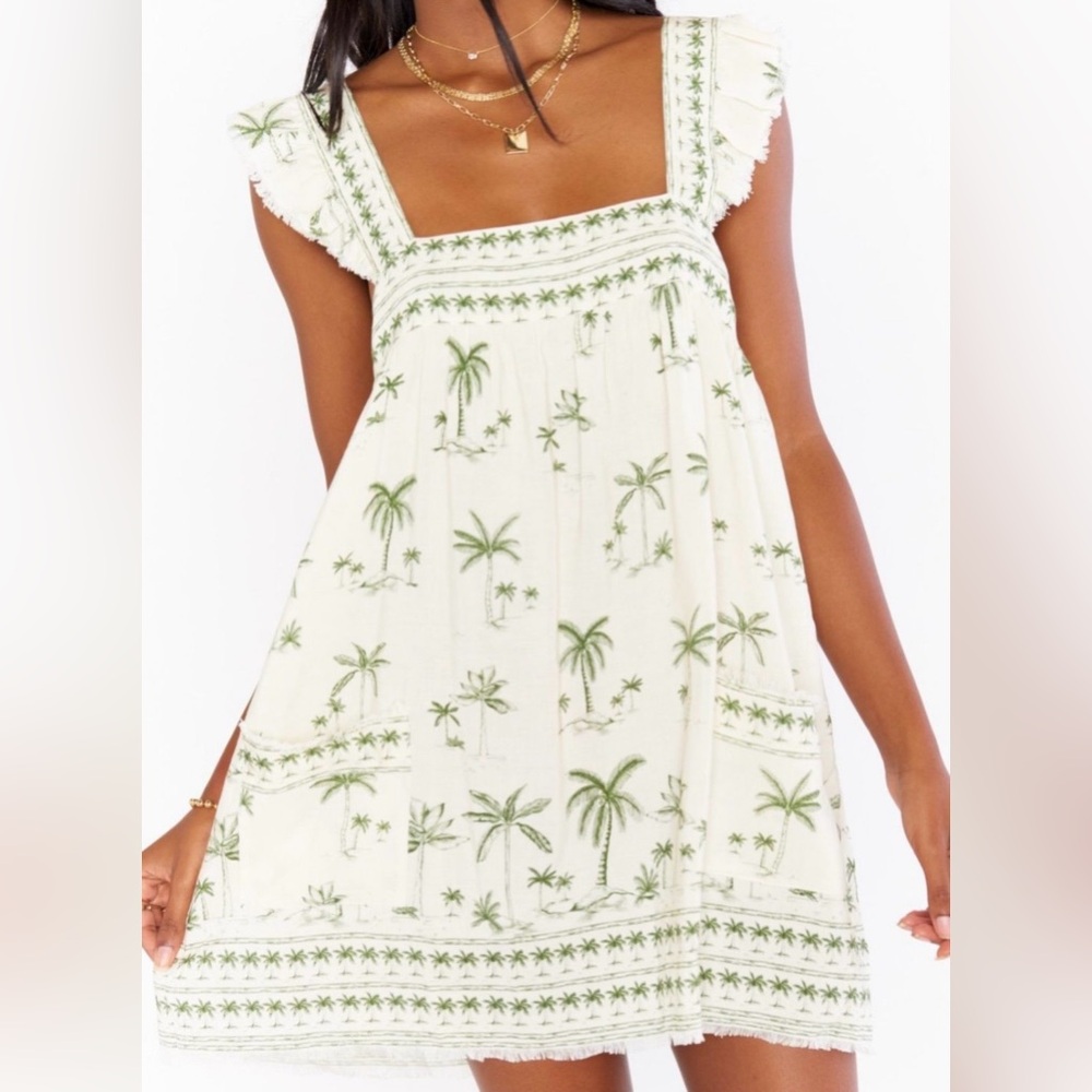 Show Me Your Mumu Women’s Linen Suns Out Mini Dress Summer Beach Palm Tree Small